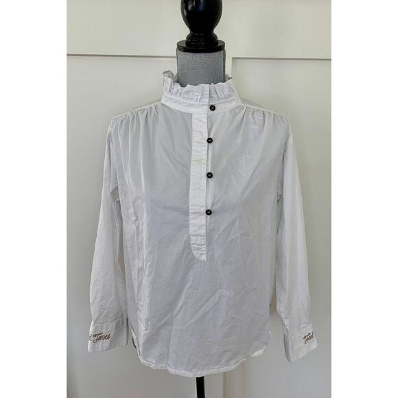 One X Oneteaspoon Ruffle Neck Shirt in White Small Good Times-Feel Good Cuffs - Picture 1 of 5